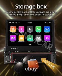 1 Din Car Radio Stereo Retractable Screen Wireless Android Auto CarPlay WiFi GPS