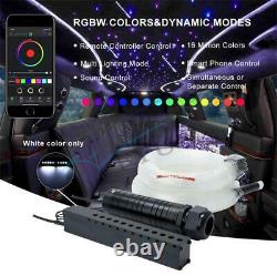 12V 6W Car RGBW Fiber Optic Light Ceiling Star Lamps 0.75mm 300Pcs 2M Cable APP