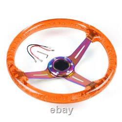 14'' Acrylic Crystal Bubble Deep Dish Steering Wheel Neo Chrome Spoke Universal