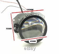 2 x 3 Full Bi-LED Retrofit Projectors Lens H1 H7 H4 Halo Shroud Xenon HID White