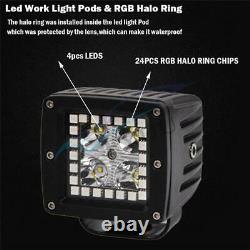 2Car 3X3 72W LED Working RGB Halo Color Angel Eye Working Light Spot Beam Lamp