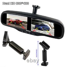 4.3 LCD Dual Screen 4CH HD Rear View Mirror Anti-glare Digital Monitor+Bracket