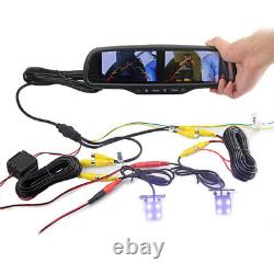 4.3 LCD Dual Screen 4CH HD Rear View Mirror Anti-glare Digital Monitor+Bracket