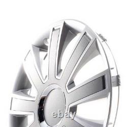 4 Hub Caps 15 Inch Wheel Trims Covers Flash II silber / grau for Alfa Dacia Hond