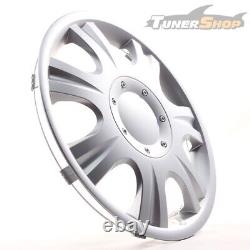 4 Hub Caps 15 Inch Wheel Trims Covers Ibiza silber for Alfa Dacia Honda Land Rov