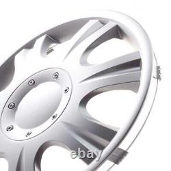 4 Hub Caps 15 Inch Wheel Trims Covers Ibiza silber for Alfa Dacia Honda Land Rov