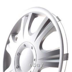 4 Hub Caps 15 Inch Wheel Trims Covers Ibiza silber for Alfa Dacia Honda Land Rov