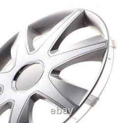 4 Hub Caps 15 Inch Wheel Trims Covers Run I grau / silber for Alfa Dacia Honda L