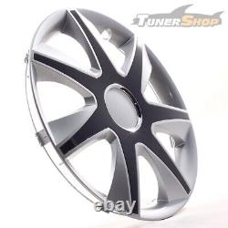 4 Hub Caps 15 Inch Wheel Trims Covers Run IV silber / schwarz for Alfa Dacia Hon