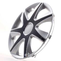 4 Hub Caps 15 Inch Wheel Trims Covers Run IV silber / schwarz for Alfa Dacia Hon