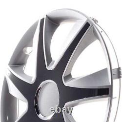 4 Hub Caps 15 Inch Wheel Trims Covers Run IV silber / schwarz for Alfa Dacia Hon