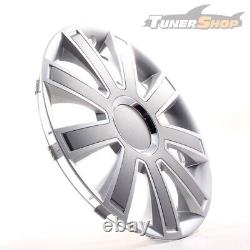 4 Hub Caps 16 Inch Wheel Trims Covers Flash II silber / grau for Alfa Dacia Hond