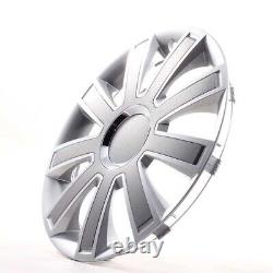 4 Hub Caps 16 Inch Wheel Trims Covers Flash II silber / grau for Alfa Dacia Hond