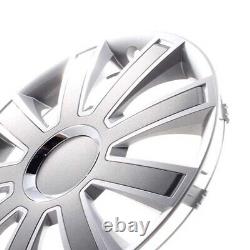 4 Hub Caps 16 Inch Wheel Trims Covers Flash II silber / grau for Alfa Dacia Hond