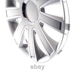 4 Hub Caps 16 Inch Wheel Trims Covers Flash II silber / grau for Alfa Dacia Hond