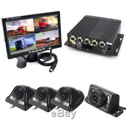 4CH 720P Panoramic 360°Car DVR Video Recorder Real-Time SD+4Cameras+7'' Monitor
