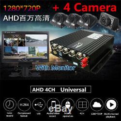 4CH 720P Panoramic 360°Car DVR Video Recorder Real-Time SD+4Cameras+7'' Monitor