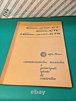 ALFA ROMEO Features Technical Quote Control Giulia Gt GTC Gta 08/1965