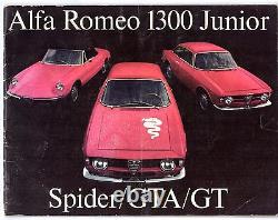 Alfa Romeo Giulia 1300 Junior GT Spider GTA 1969-70 UK Market Sales Brochure