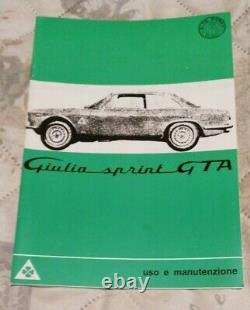 Alfa Romeo Giulia Sprint GTA manual use e manutenzione excl. 1965
