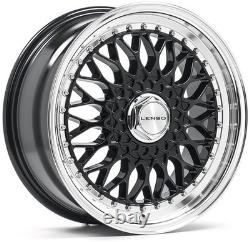 Alloy Wheels 15 Lenso BSX Black Polished Face For Alfa Romeo 164 4 Stud 87-92