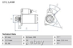 BOSCH Starter Fits ALFA ROMEO CHEVROLET CITROEN FIAT FORD OPEL 05-20 0986025080