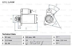 BOSCH Starter Fits ALFA ROMEO CHEVROLET CITROEN FIAT FORD OPEL 05-20 0986025080
