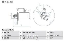 BOSCH Starter Motor for Vauxhall Astra Van 1.6 September 2007 to March 2009