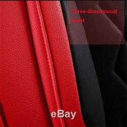 Black/Red Luxury Leather Car 5-seats Cover Cushion Pads For Interior Accessories