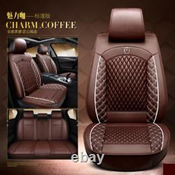 Coffee Luxury PU Leather 5-Sit Car SUV Seat Covers Breathable Full Set Covers