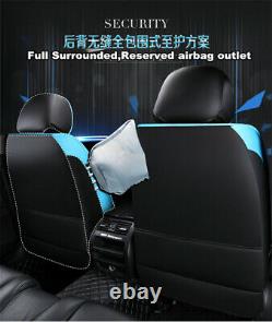 Deluxe Cushion PU Leather Black Car Seat Covers Full Set Accessories 4 Seasons