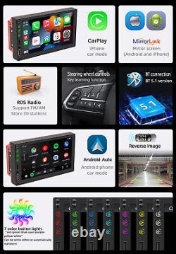 Double Din 7in Car Stereo Radio MP5 Player For Apple Carplay Bluetooth 7 Color