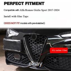 Dry Carbon Fiber Front V Shape Grille Grill For Alfa Romeo Giulia Sport 2017-24