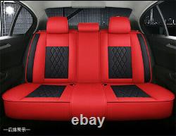 Full Set 5D Surrounded Car Seat Cover Luxury PU Leather Seat Cushions Black/Red