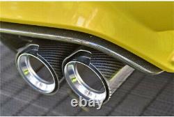 Glossy Y Style Right Side Full Black Thickened Real Carbon Fiber Exhaust End Tip