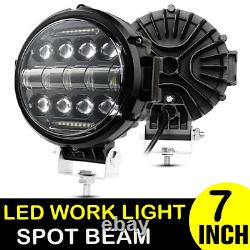 LED Work Light Bar Flood Spot Lights 7in Driving Round Lamp For Offroad Car SUV