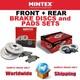 Mintex Front + Rear Discs + Pads Set For Alfa Romeo 147 1.9 Jtd 16v 2002-2010