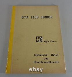 Manuale Officina/Dati Tecnici Alfa Romeo Gta 1300 Junior Stand 07/1968