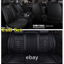 PU Leather Black 6D Full Surround Front Rear Seat Cover Cushions For 5 Seat Car