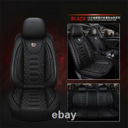PU Leather Black 6D Full Surround Front Rear Seat Cover Cushions For 5 Seat Car