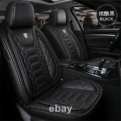 PU Leather Black 6D Full Surround Front Rear Seat Cover Cushions For 5 Seat Car