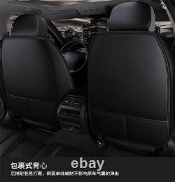 PU Leather Black 6D Full Surround Front Rear Seat Cover Cushions For 5 Seat Car