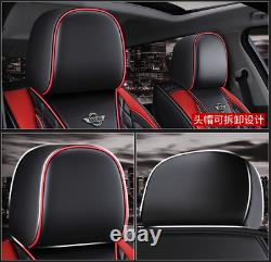 PU Leather Black 6D Full Surround Front Rear Seat Cover Cushions For 5 Seat Car