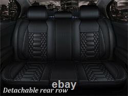 PU Leather Black 6D Full Surround Front Rear Seat Cover Cushions For 5 Seat Car