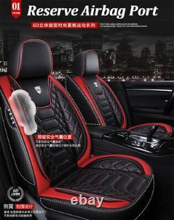 PU Leather Black 6D Full Surround Front Rear Seat Cover Cushions For 5 Seat Car