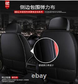 PU Leather Black 6D Full Surround Front Rear Seat Cover Cushions For 5 Seat Car