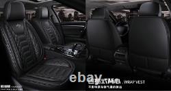 PU Leather Black 6D Full Surround Front Rear Seat Cover Cushions For 5 Seat Car