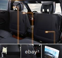 PU Leather Car 5-Seat Seat Covers Protector Cushion Durable Wear Resistant Black