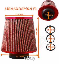 RED UNIVERSAL FREE FLOW PERFORMANCE AIR FILTER & ADAPTERS Alfa Romeo