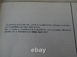 Raro Manuale Uso Manutenzione Originale Alfa Romeo Giulia Sprint 1600 Gta 1965